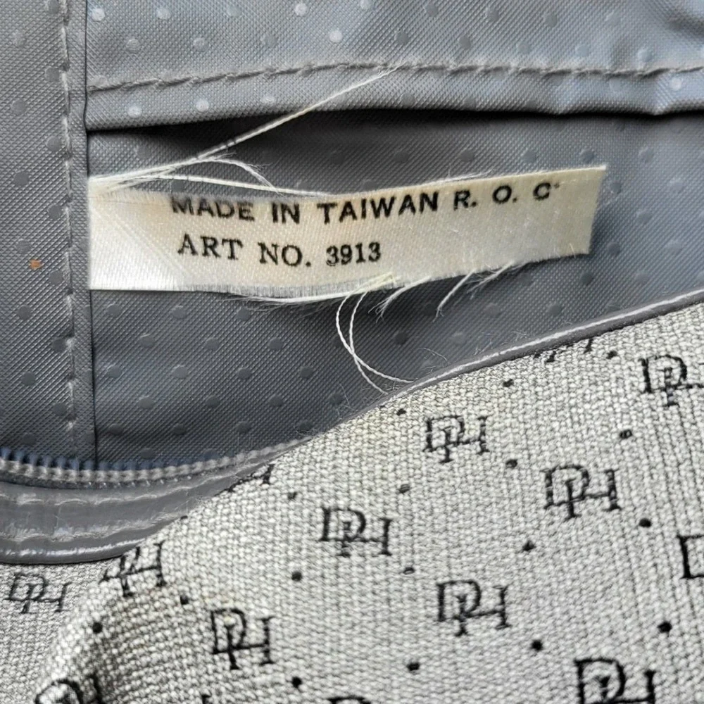 Vintage Grey Monogram Satchel Bag Art No 3913 Crossbody Barrel Purse